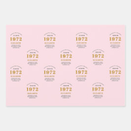 50誕生日1972エレガント金ゴールドピンク ラッピングペーパーシート