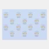 50誕生日1972エレガント金ゴールド青グレー ラッピングペーパーシート (正面3)