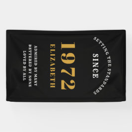 50誕生日1972シックエレガント金ゴールドブラック 横断幕