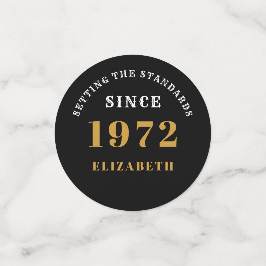 50誕生日1972ブラックエレガント金ゴールドシックエレガント コンフェッティ (スモール正面)