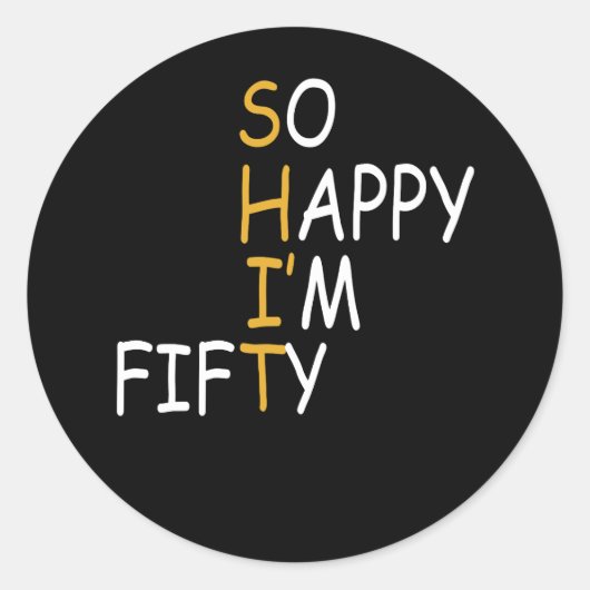50誕生日1972 50歳とても幸せ50 ラウンドシール (正面)