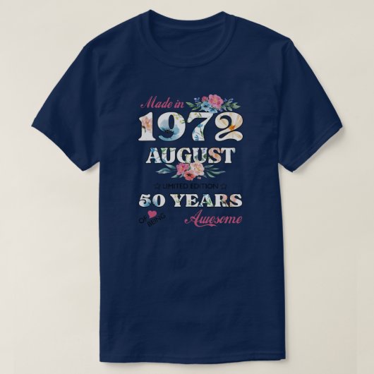 50誕生日1972 50sお祝いパーティー威厳がある tシャツ (デザイン正面)