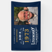 50誕生日1973伝説の青と金ゴールド 横断幕 (縦)