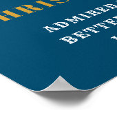 50誕生日1973生まれ名を追加青い金ゴールド写真 ポスター (角)