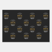 50誕生日1973生まれ名を追加黒い金ゴールド ラッピングペーパーシート (正面2)