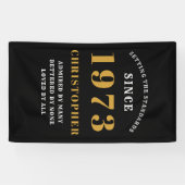 50誕生日1973生まれ名を追加黒い金ゴールド 横断幕 (横)