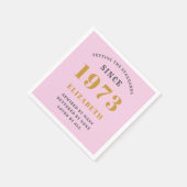 50誕生日1973生まれ名を追加Pink Gray スタンダードカクテルナプキン (角)
