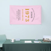 50誕生日1973生まれ名を追加Pink Gray 横断幕 (トレードショー)