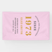 50誕生日1973生まれ名を追加Pink Gray 横断幕 (横)