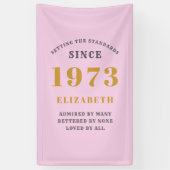 50誕生日1973生まれ名を追加Pink Gray 横断幕 (縦)