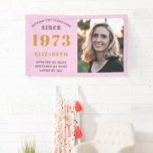 50誕生日1973生まれ名を追加Pink Gray Photo 横断幕 (インサイチュ)