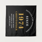 50誕生日1974ブラックエレガント金ゴールドシック タペストリー (正面(横))