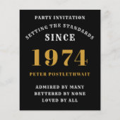 50誕生日1974ブラック金ゴールドパーソナライズされたのために チラシ (正面)