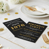 50誕生日1974ブラック金ゴールドパーソナライズされたのために 招待状