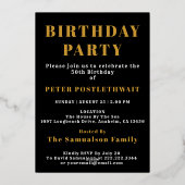 50誕生日1974ブラック金ゴールドパーソナライズされたのために 箔招待状 (裏面)