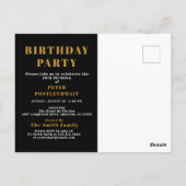 50誕生日1974黒金ゴールド招待状 ポストカード (裏面)