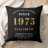 50誕生日1975ブラック金ゴールドレディパーソナライズされたズ クッション (ブランケット)