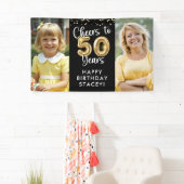 50誕生日2枚の写真応援~50年紙吹雪 横断幕 (インサイチュ)