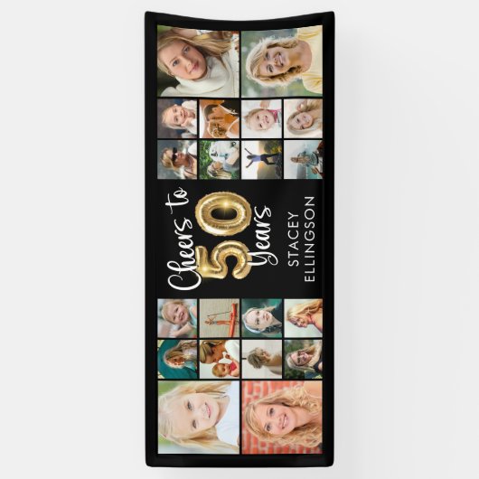 50誕生日20フォトコラージュ応援~50年 横断幕 (縦)