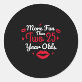 50誕生日25歳以上のおもしろいおもしろい ラウンドシール (正面)