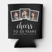 50誕生日3フォト白黒スクリプト応援 缶クーラー (正面)