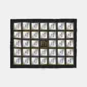 50誕生日34フォトコラージュ、金ゴールドフレーム フリースブランケット (正面(横))
