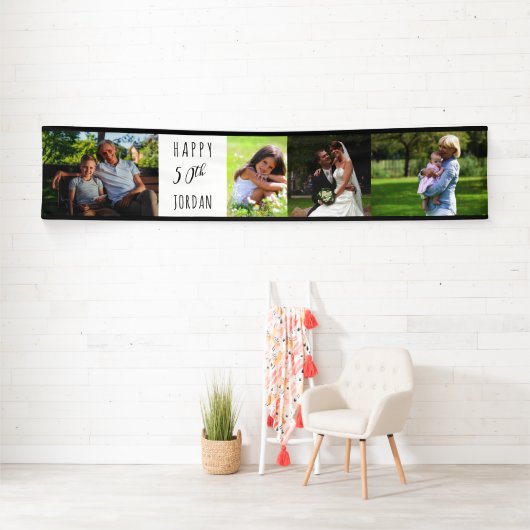 50誕生日4フォトストリップパーソナライズされた 横断幕 (インサイチュ)