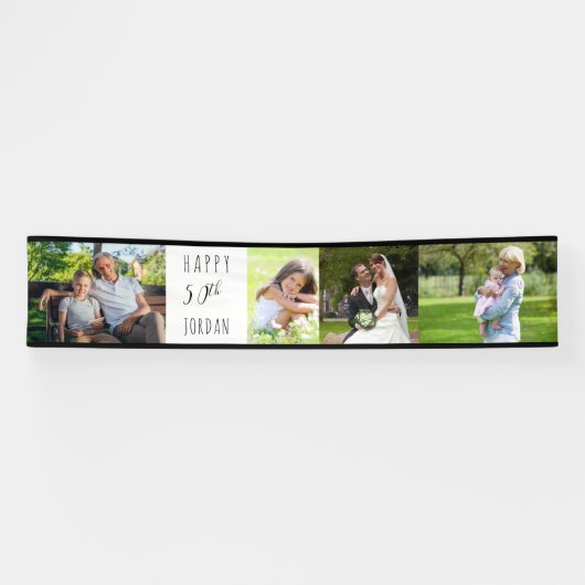 50誕生日4フォトストリップパーソナライズされた 横断幕 (横)