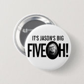 50誕生日5オネーム写真白黒 缶バッジ (正面&裏面)