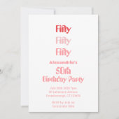 50誕生日5モダンパーティーピンク 招待状 (正面)
