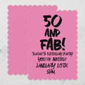 50誕生日50およびFABピンクパーティの招待状 招待状 (正面/裏面)