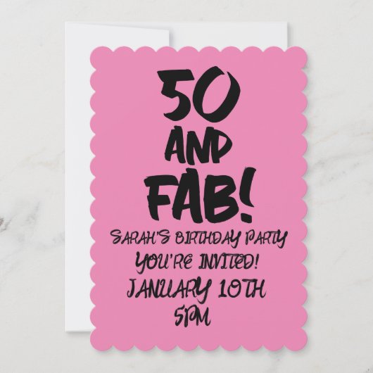 50誕生日50およびFABピンクパーティの招待状 招待状 (正面)