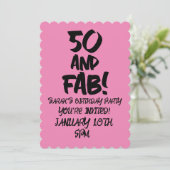 50誕生日50およびFABピンクパーティの招待状 招待状 (スタンド正面)