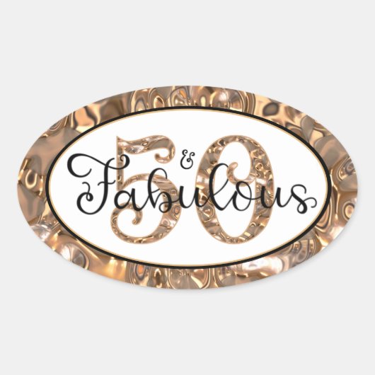 50誕生日50と素晴らしいエレガントパーティー 楕円形シール (正面)