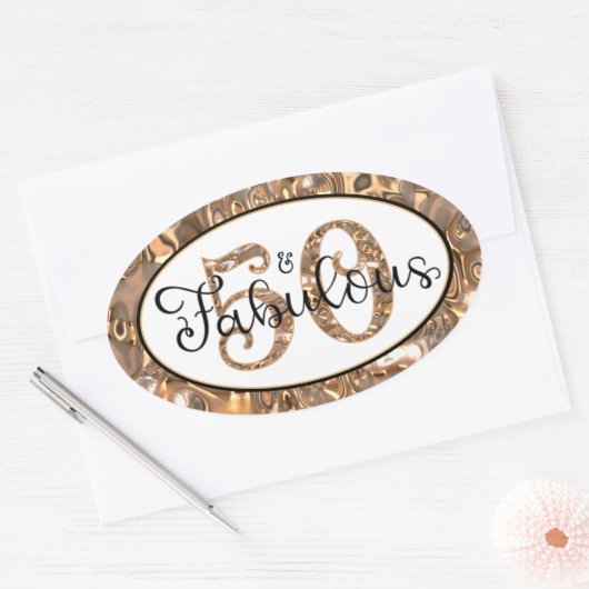 50誕生日50と素晴らしいエレガントパーティー 楕円形シール (封筒)