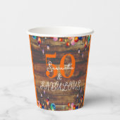 50誕生日50と素晴らしいカラフルパーティー 紙コップ (裏面)