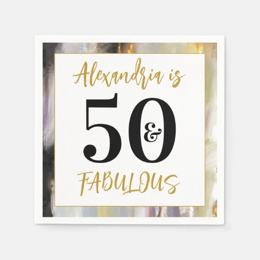 50誕生日50と素晴らしいパーソナライズされたパーティー スタンダードカクテルナプキン (正面)