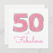 50誕生日50と素晴らしいピガーリーンクグリッター 招待状 (正面/裏面)