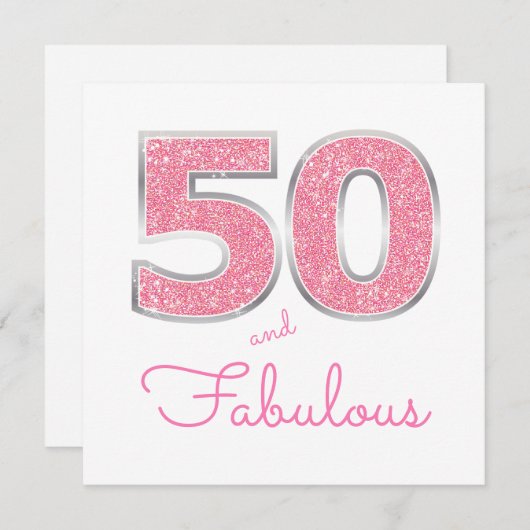 50誕生日50と素晴らしいピガーリーンクグリッター 招待状 (正面/裏面)