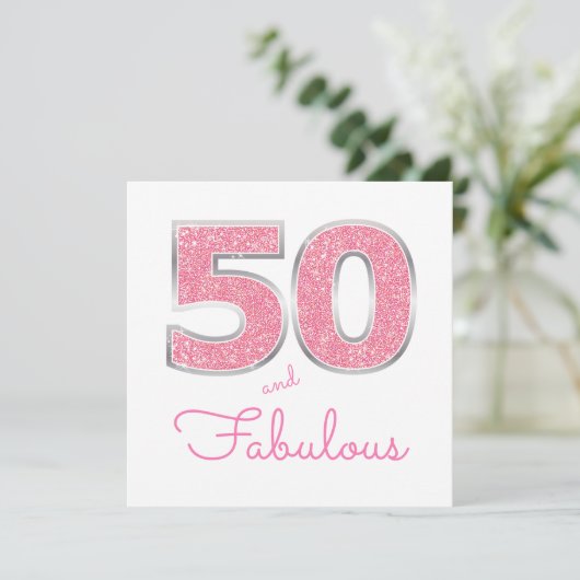 50誕生日50と素晴らしいピガーリーンクグリッター 招待状 (スタンド正面)