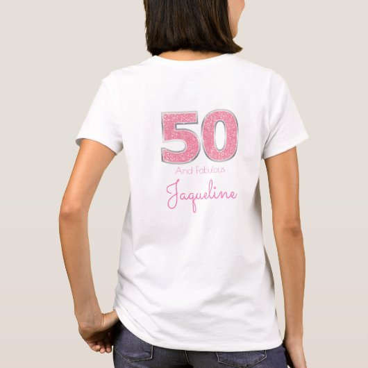 50誕生日50と素晴らしいピガーリーンクグリッター Tシャツ (裏面)