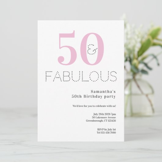 50誕生日50と素晴らしいピンクのパーティー 招待状 (スタンド正面)