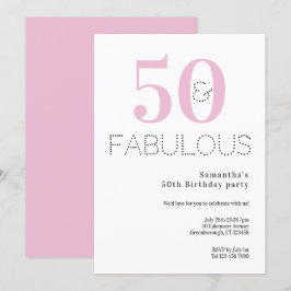 50誕生日50と素晴らしいピンクのパーティー 招待状