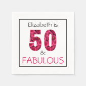 50誕生日50と素晴らしいピンクのフローラ スタンダードカクテルナプキン (正面)