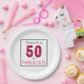 50誕生日50と素晴らしいピンクのフローラ ペーパープレート (パーティー)