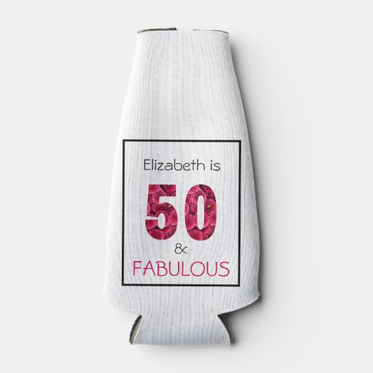 50誕生日50と素晴らしいピンクのフローラ ボトルクーラー (正面)
