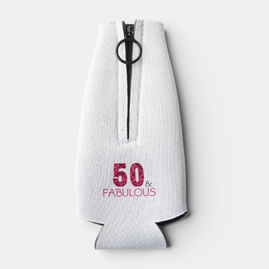 50誕生日50と素晴らしいピンクのフローラ ボトルクーラー (裏面)