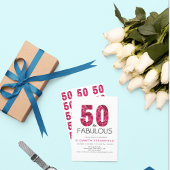 50誕生日50と素晴らしいピンクのフローラ 招待状