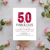 50誕生日50と素晴らしいピンクのフローラ 招待状