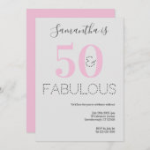 50誕生日50と素晴らしいピンクグレーパーティー 招待状 (正面/裏面)